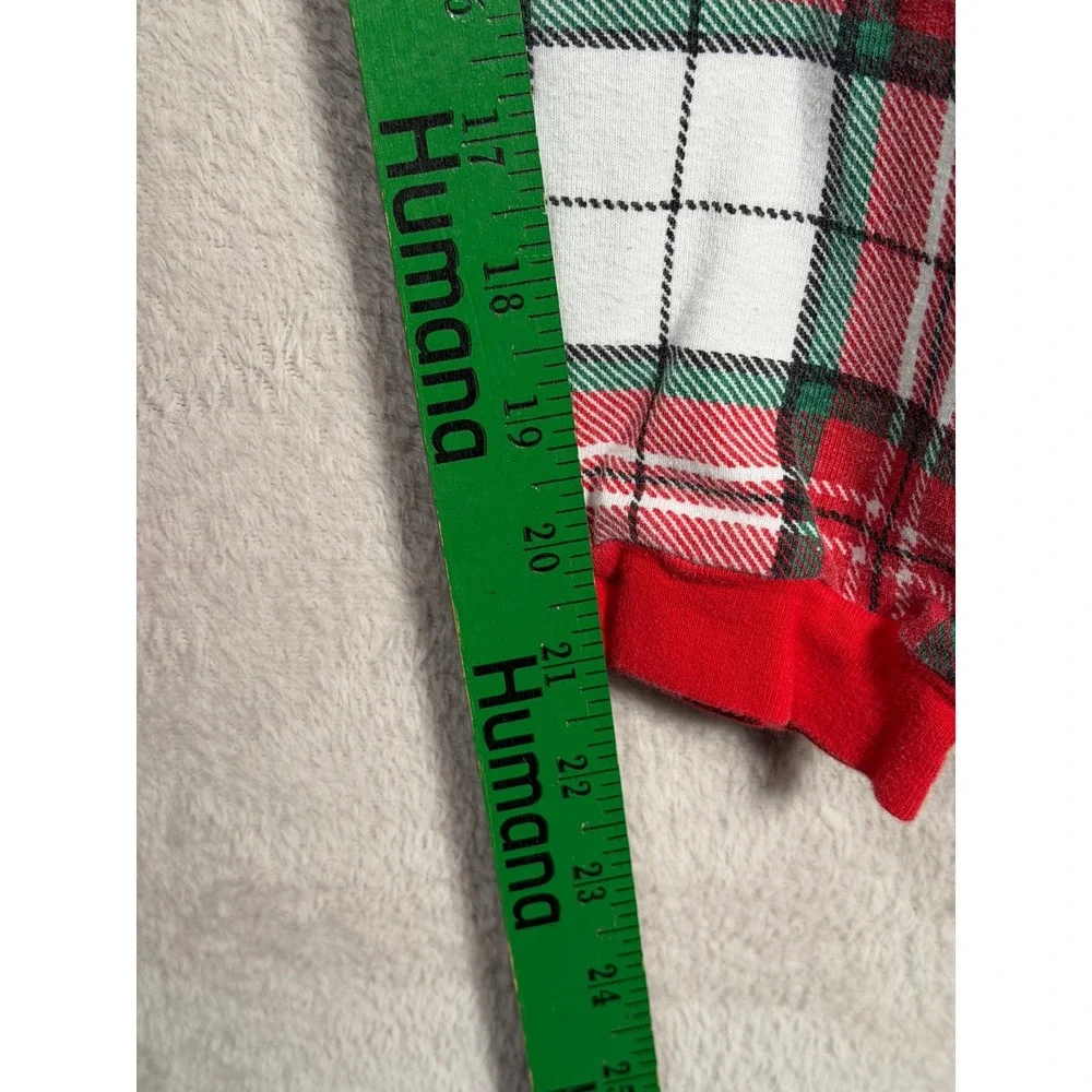 Carters Kids Red Green Plaid Cotton Zip Front Pajama Union Suit Size 10 Holiday